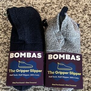 Bombas Men's Gripper Slipper Socks - Dark Blue and Light Gray